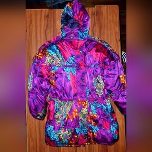 Obermeyer Indra Purple Wild Print Down Ski Coat